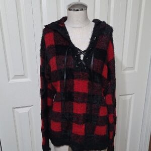 Rock & Republic Red and Black Checkered Hoodie